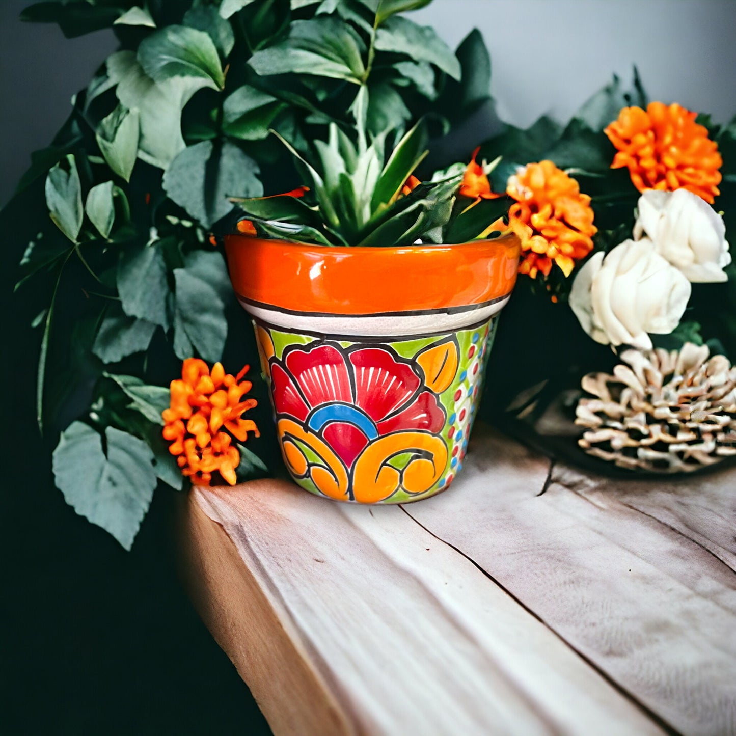 Set of 3 Colorful Talavera Flower Pot Set | Hand-Painted Mexican Planters