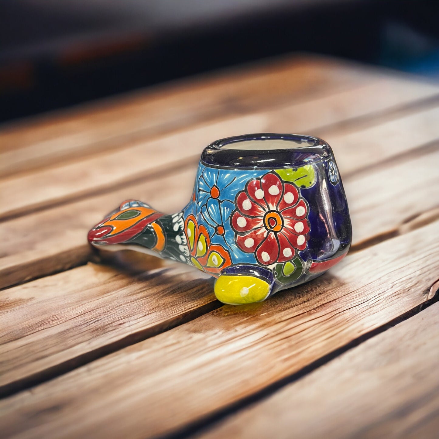 Colorful Hand-Painted Talavera Whale Planter | Small Mexican Animal Pottery