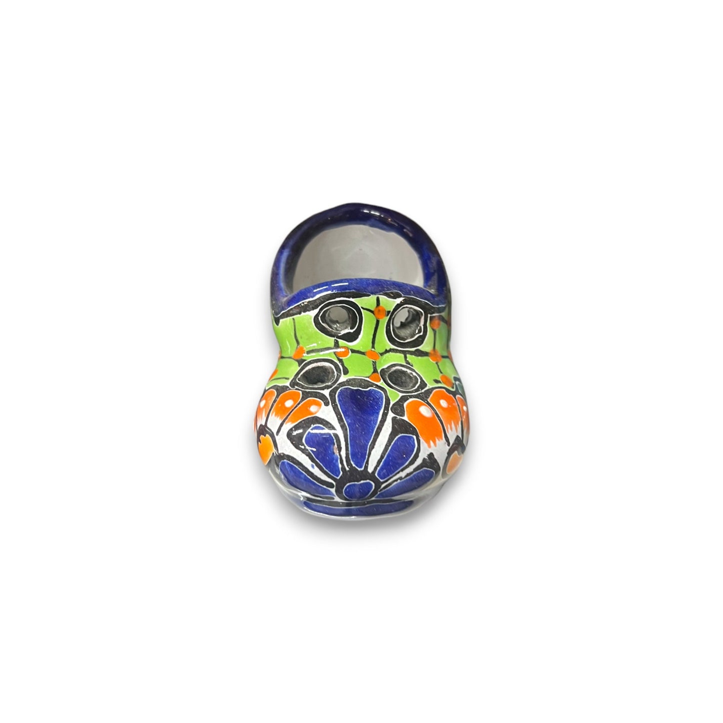 Colorful Talavera Shoe Planter | Small Hand-Painted Mexican Pottery Plant Pot