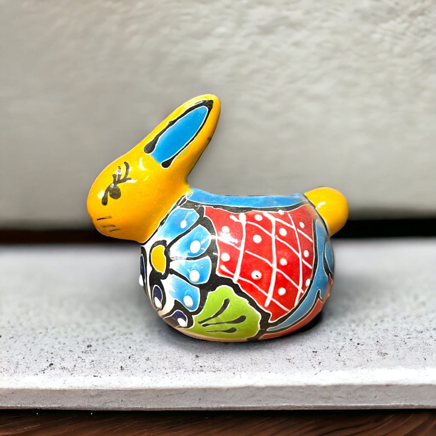 Vibrant Talavera Bunny Planter | Small Handcrafted Mexican Rabbit Pot