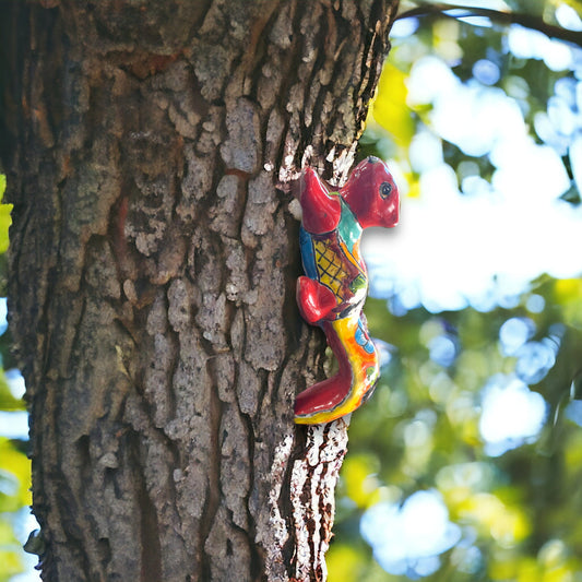 Colorful Hand-Painted Talavera Squirrel Statue | Small Mexican Artwork