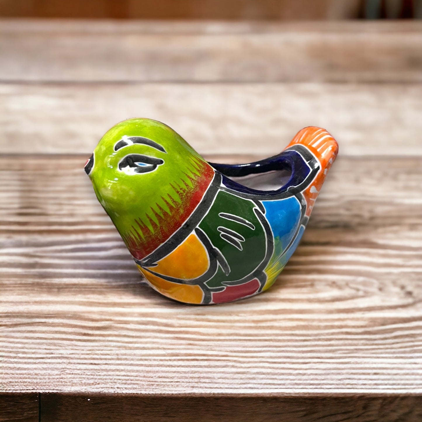 Handmade Talavera Bird Planter | Artisan Mexican Animal Decor