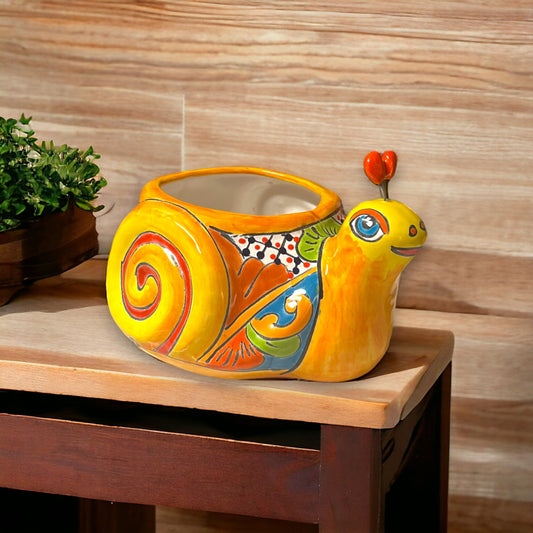 Colorful Talavera Snail Planter | Handcrafted Mexican Ceramic Garden Décor (Medium)