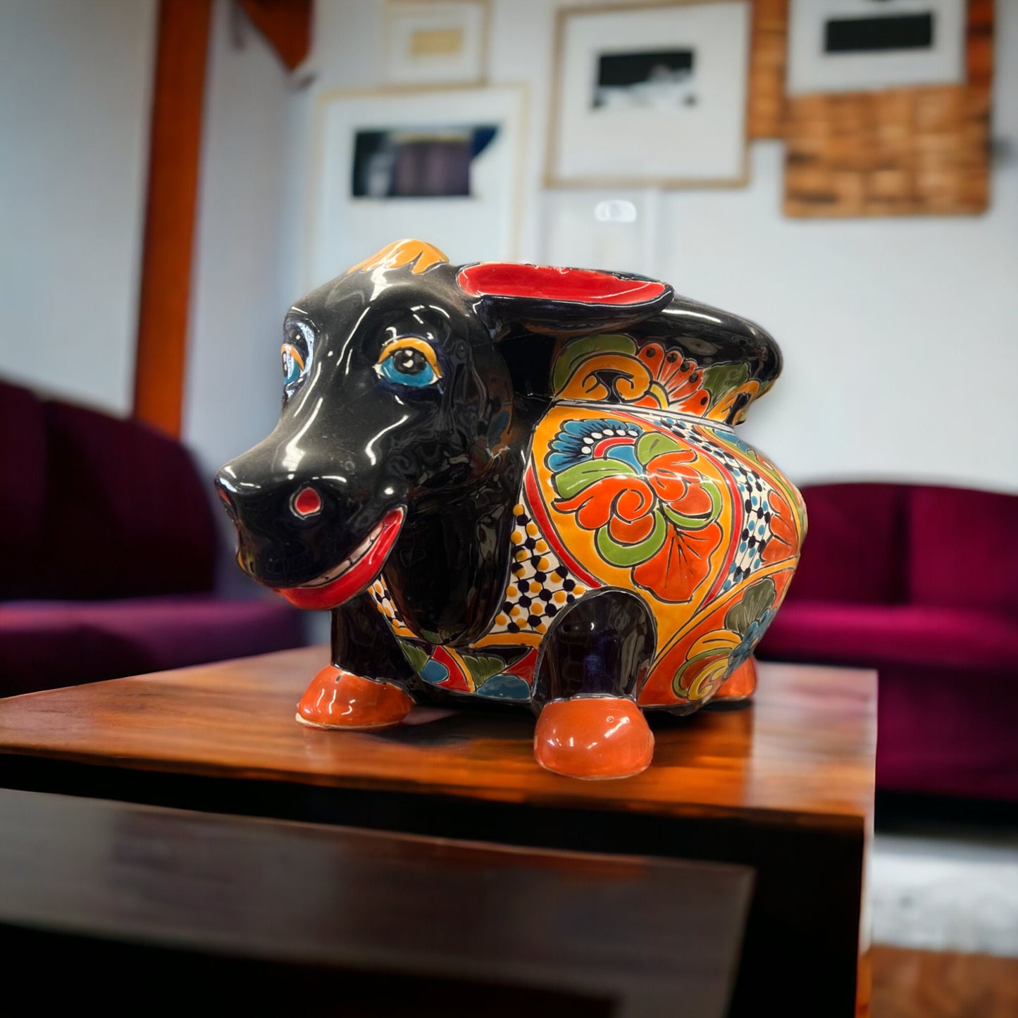 HUGE XL Talavera Donkey Planter | Colorful Hand-Painted Mexican Burro Pottery