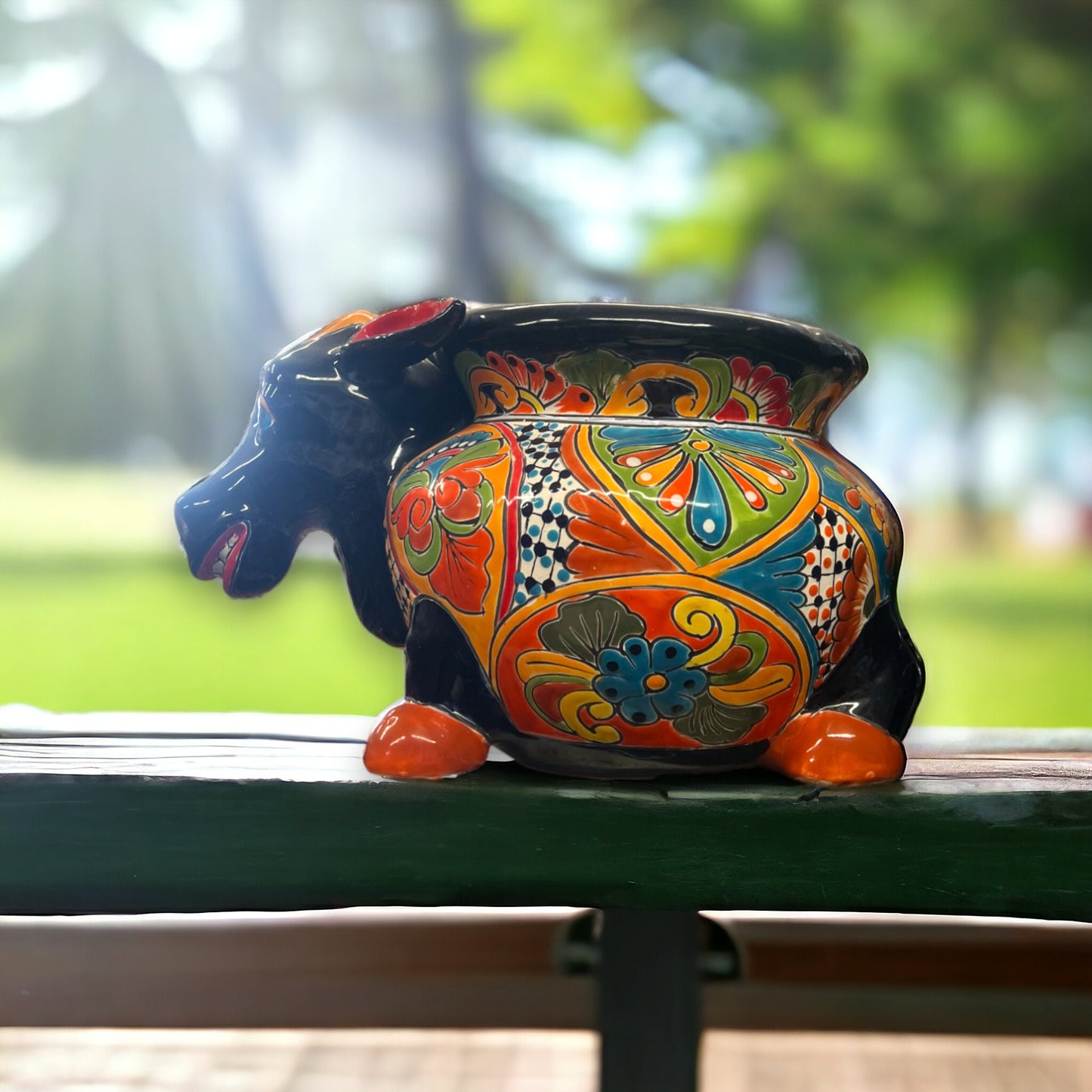 HUGE XL Talavera Donkey Planter | Colorful Hand-Painted Mexican Burro Pottery