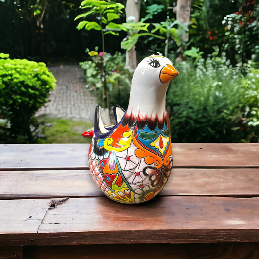 Vibrant Talavera Dove Planter | Colorful Mexican Ceramic Bird Statue (Large)