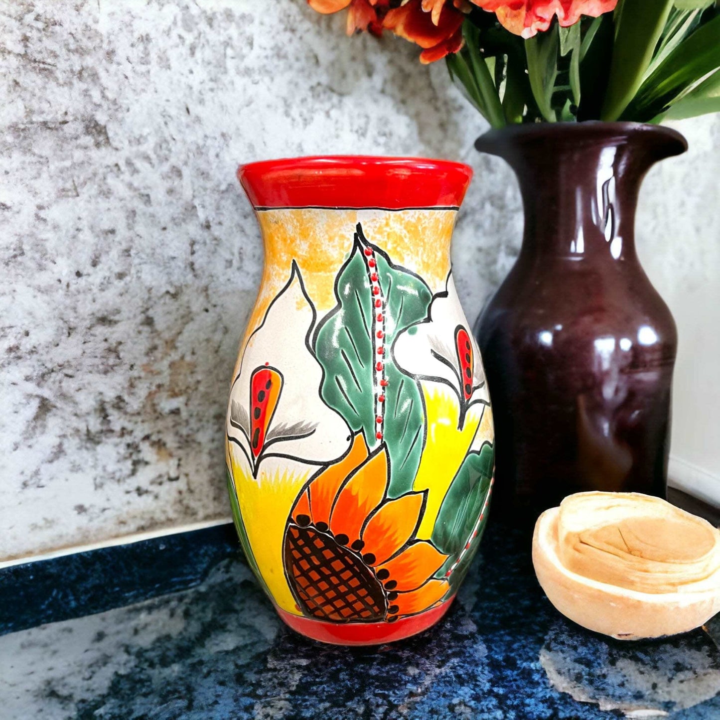 Colorful Hand-Painted Talavera Vase | Mexican Ceramic Art