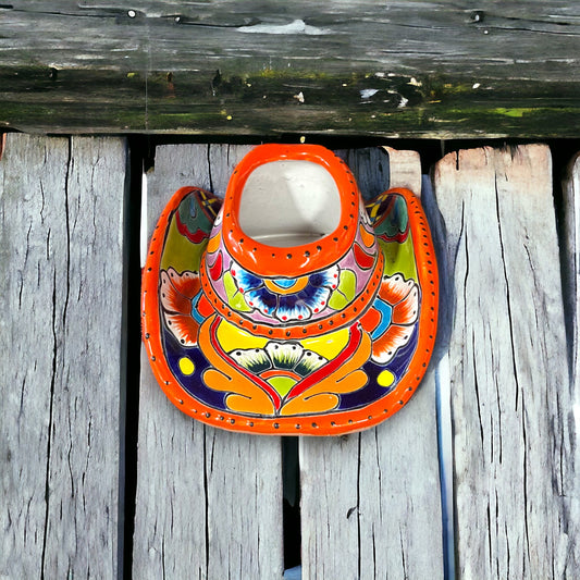 Colorful Mexican Talavera Sombrero Planter | Small Hand-Painted Cowboy Hat Décor