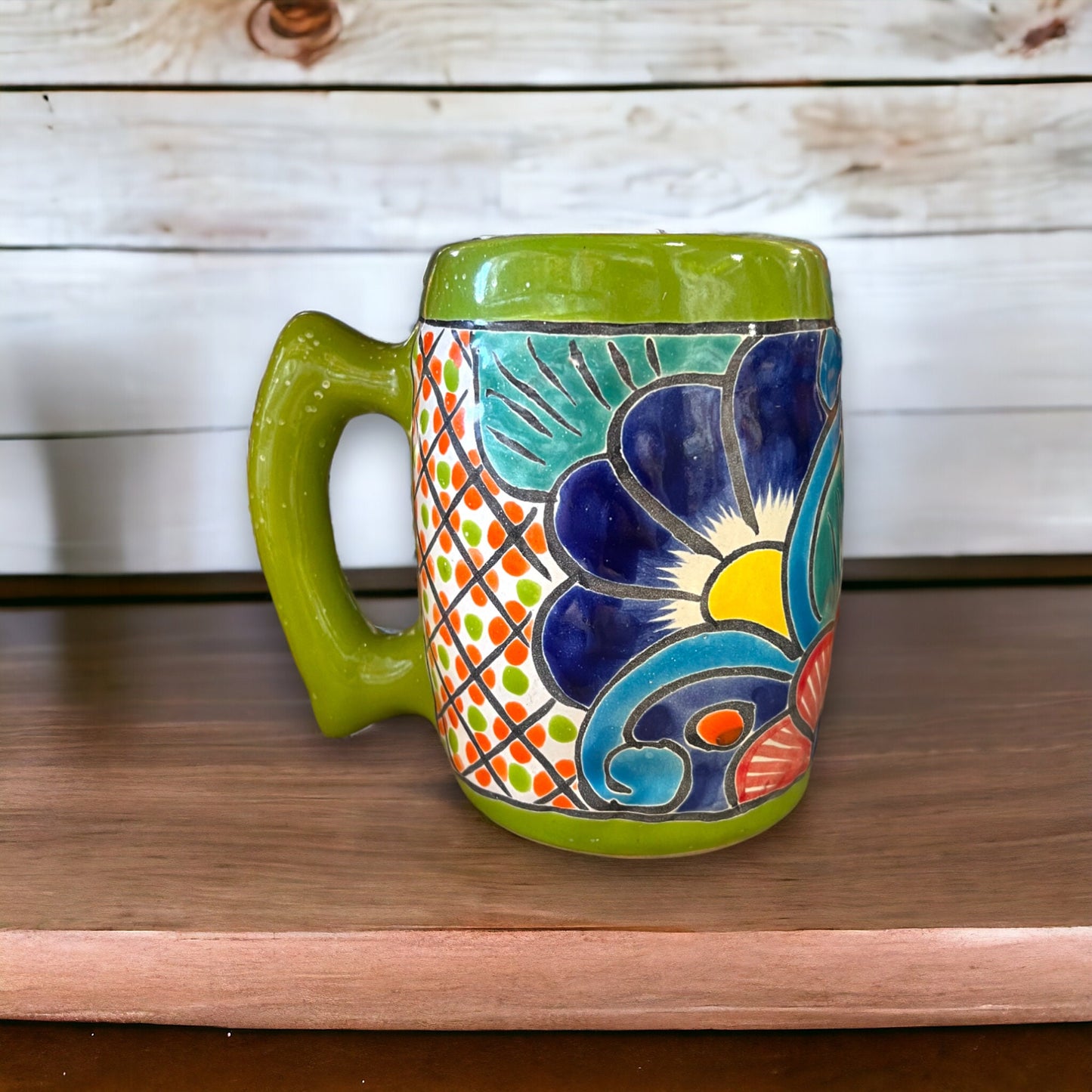 Colorful Handcrafted Mexican Coffee Mug | Talavera Ceramic Art