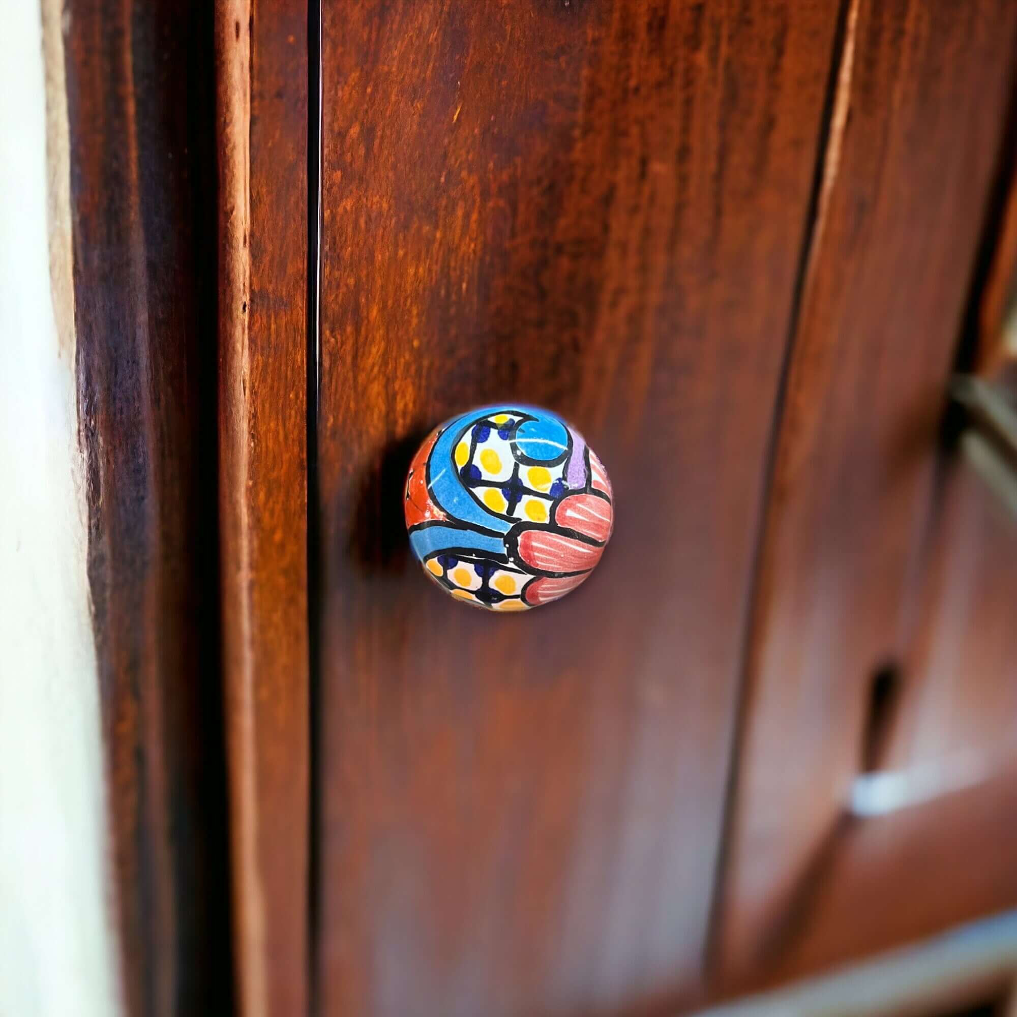 Colorful Talavera Drawer Pull - Handcrafted Charm
