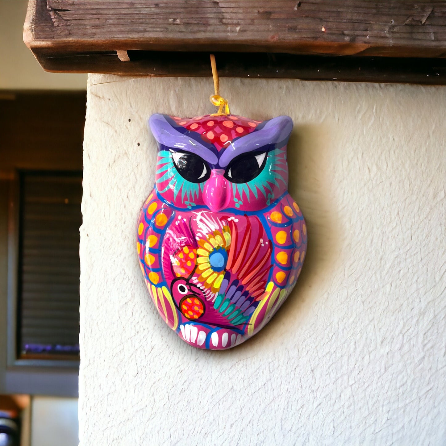 Colorful Guerrero Owl Wall Art | Handmade and Hand-Painted Mexican Decor (Medium)