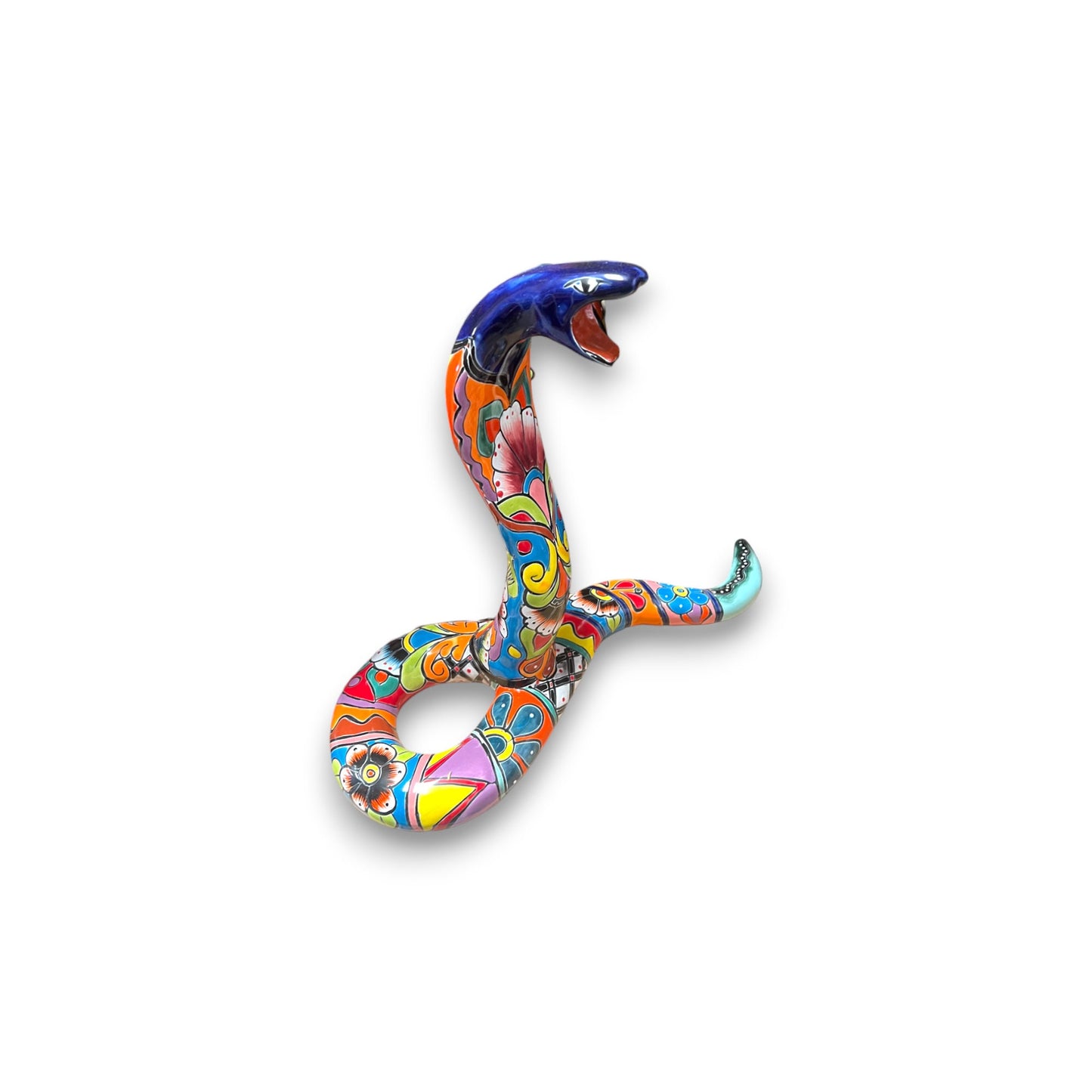 Handmade Snake Statue | Vibrant Hand-Painted Talavera Artwork (Large Size)