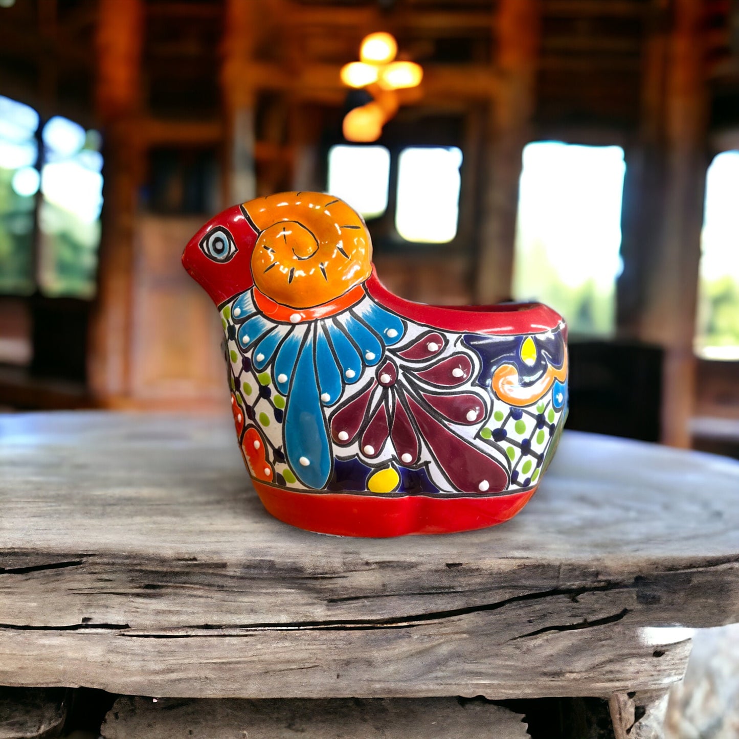 Vibrant Talavera Ram Planter | Colorful Hand-Painted Mexican Ceramic Sheep Pot (Small)