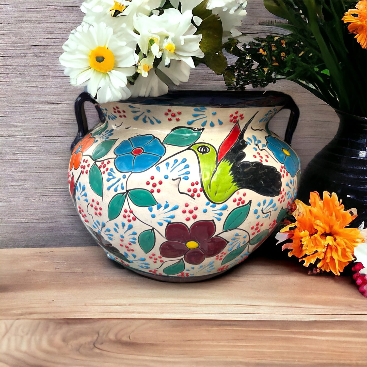 Handcrafted Talavera Decor Planter | Artisan-Made Mexican Flower Pot