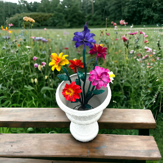 Talavera White Flower Pot | Handcrafted Mexican Ceramic Planter