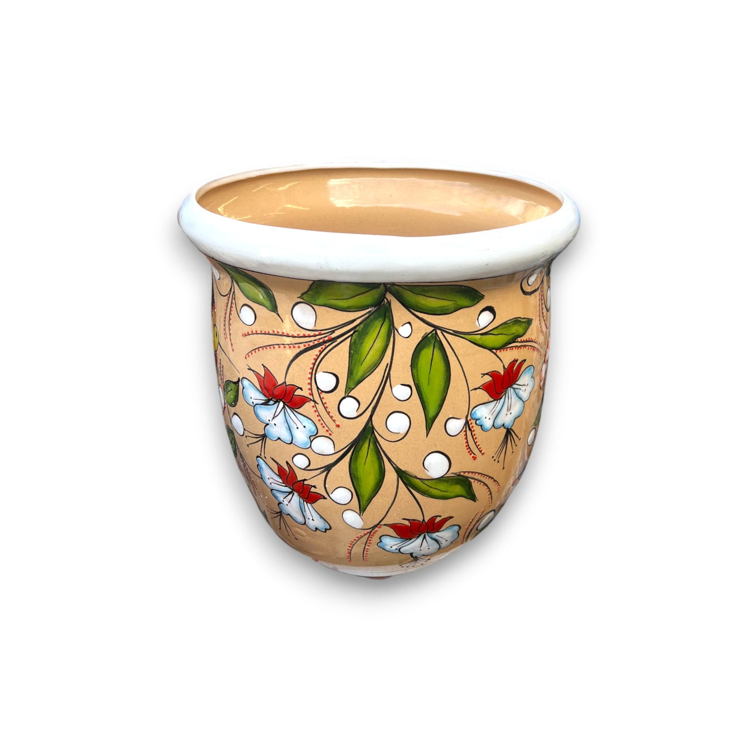 Vibrant Talavera Hand-Painted Flower Pot | Mexican Floral Design (Large)