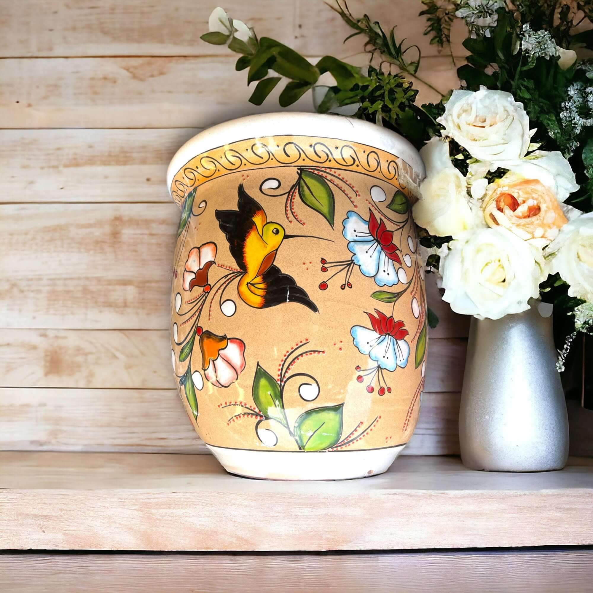 Vibrant Talavera Hand-Painted Flower Pot