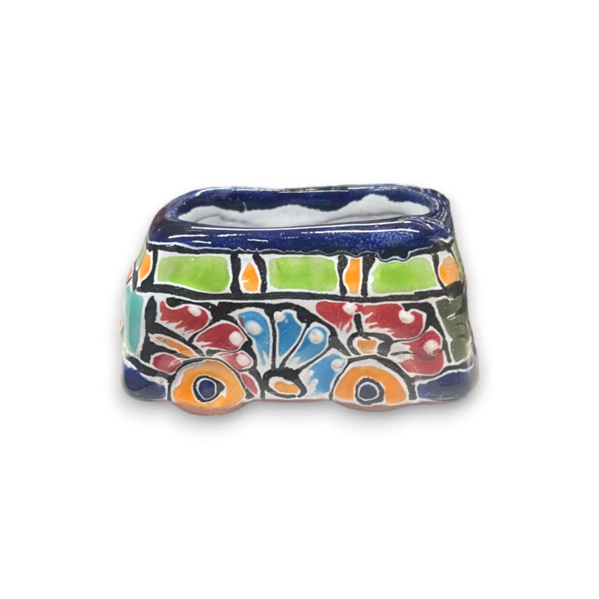 Vibrant Talavera Bus Planter | Hand-Painted Pottery