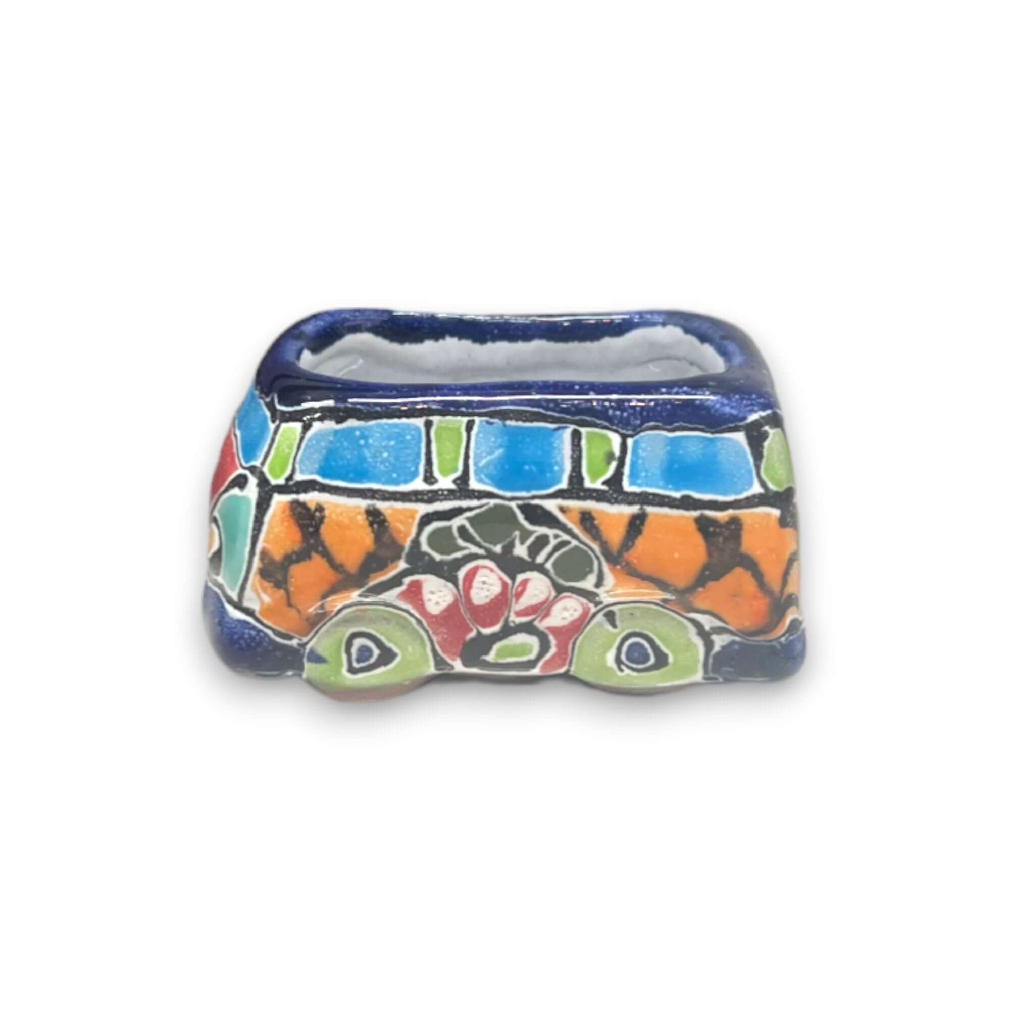 Vibrant Talavera Bus Planter | Hand-Painted Pottery