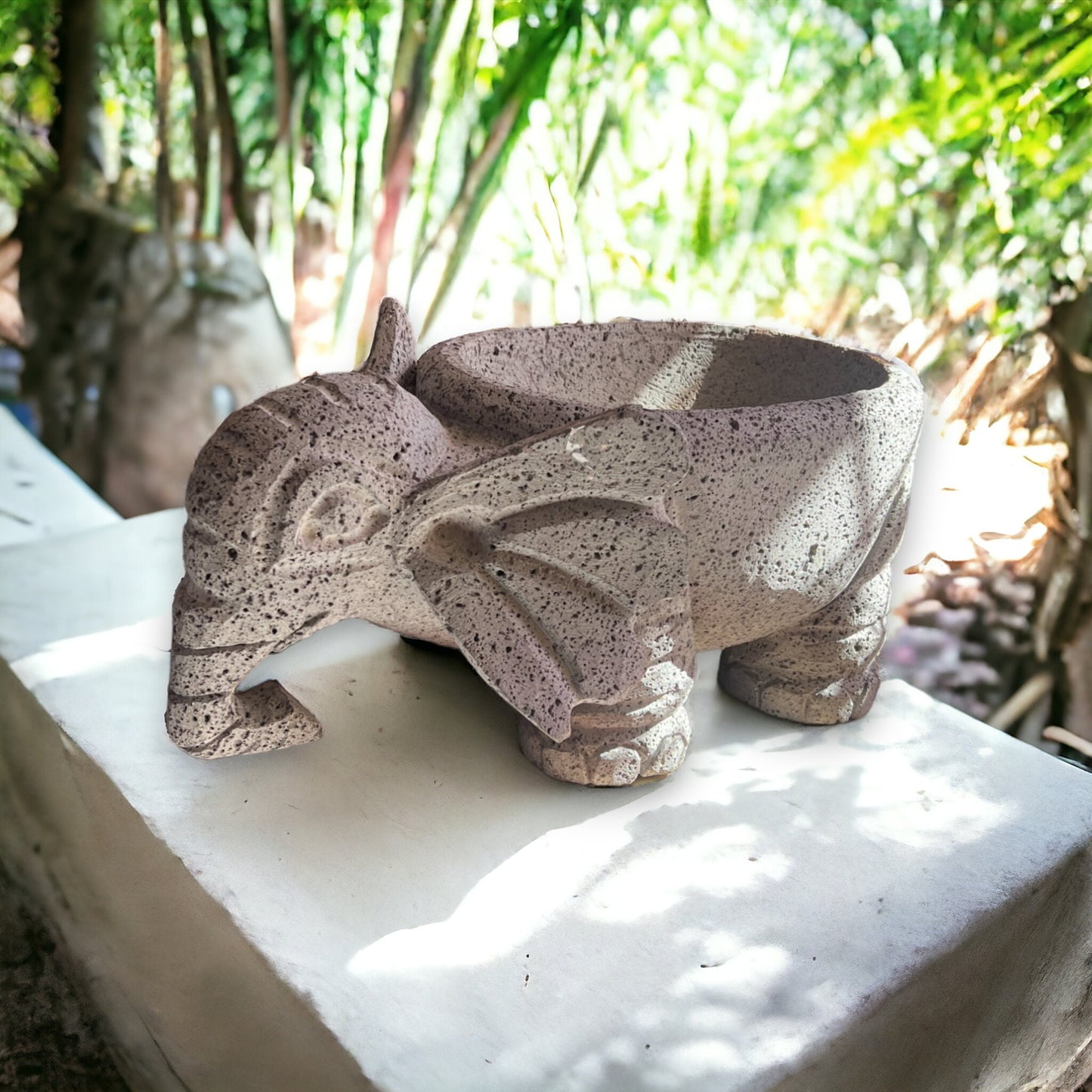 Large Elephant Volcanic Stone Mortar and Pestle | Handcrafted Molcajete (HUGE)