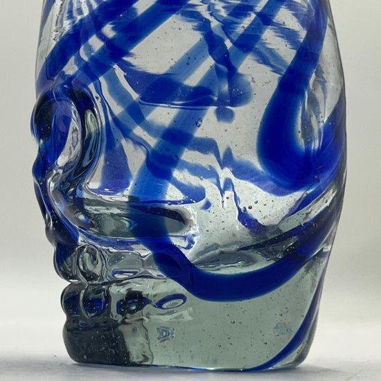 Hand-Blown Mexican Shot Glasses | Blue Swirl Skull Design