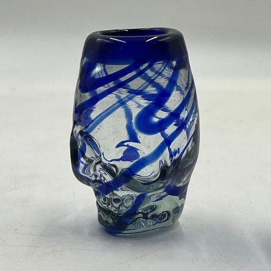 Hand-Blown Mexican Shot Glasses | Blue Swirl Skull Design