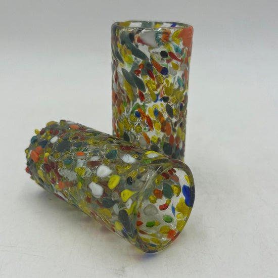 Hand Blown Mexican Shot Glasses | Colorful Confetti Design