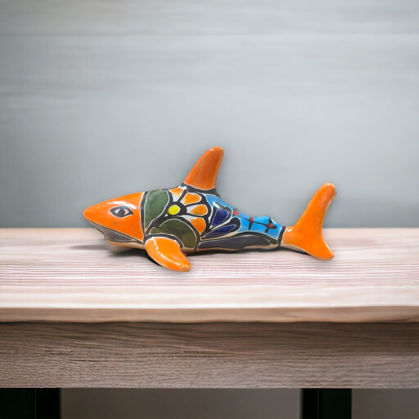 Talavera Shark Figurine | Colorful Handcrafted Mexican Art