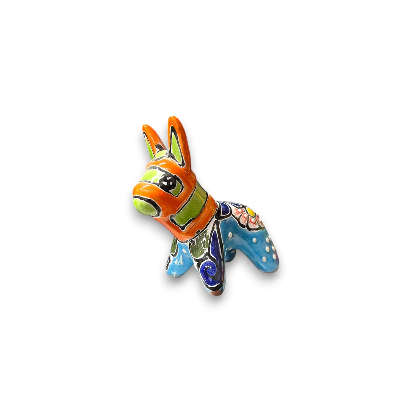 Colorful Talavera Donkey Figurine | Handcrafted Mexican Burro Pottery (Small)