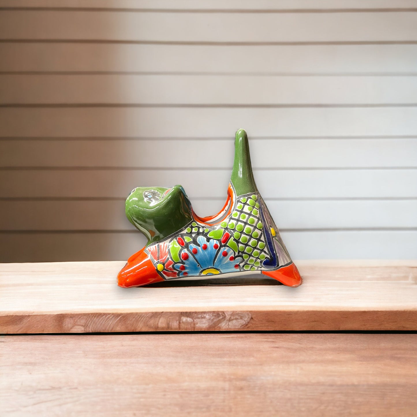 Colorful Talavera Cat Planter | Handcrafted Mexican Animal Pottery (Small)