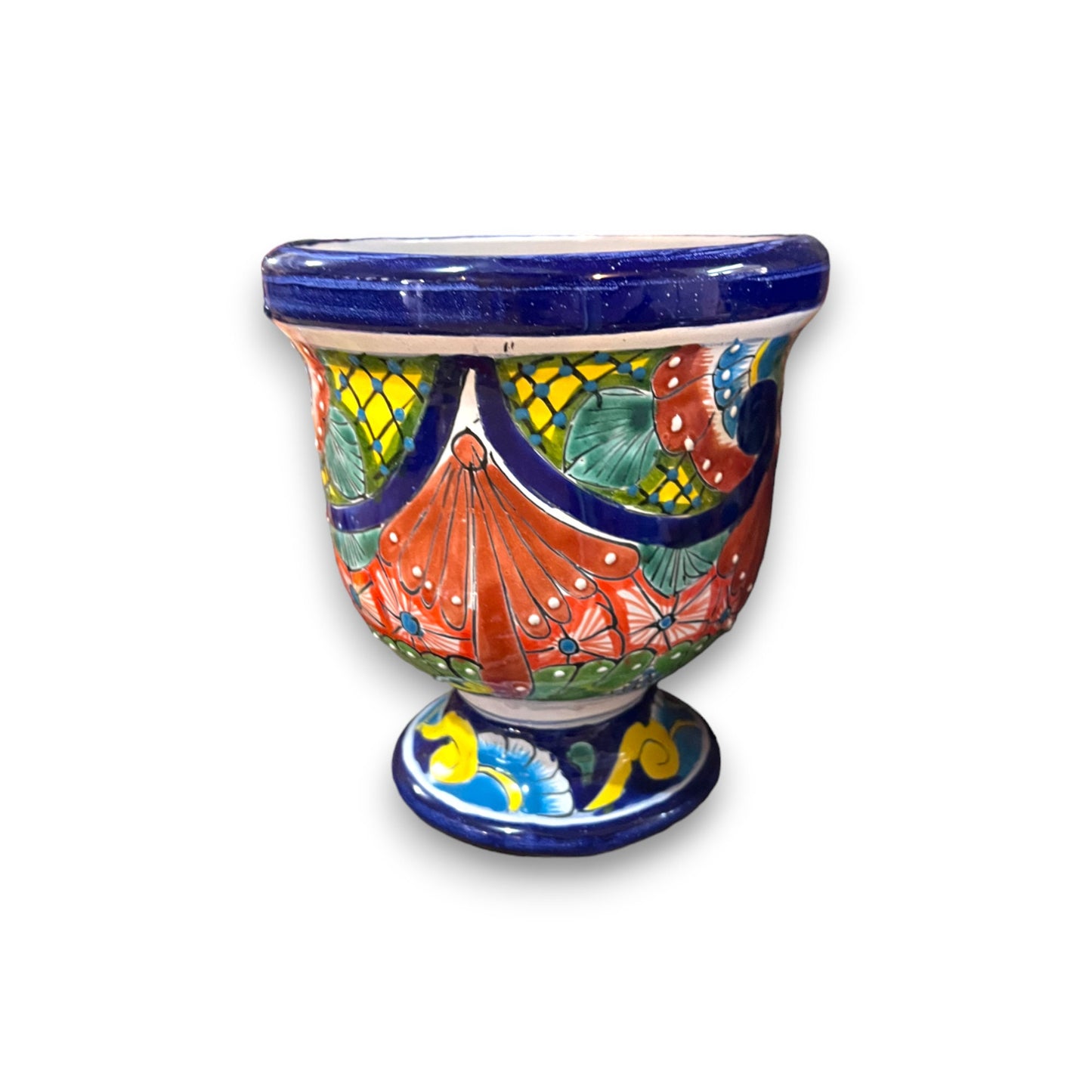 Hand-Painted Talavera Flower Pot | Colorful Design Planter (Medium)