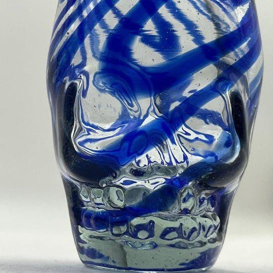 Hand-Blown Mexican Shot Glasses | Blue Swirl Skull Design