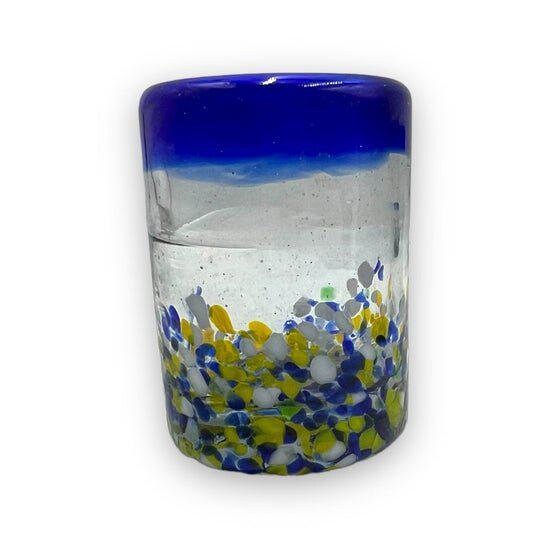 Hand-Blown Mexican Shot Glasses | Blue, White and Yellow