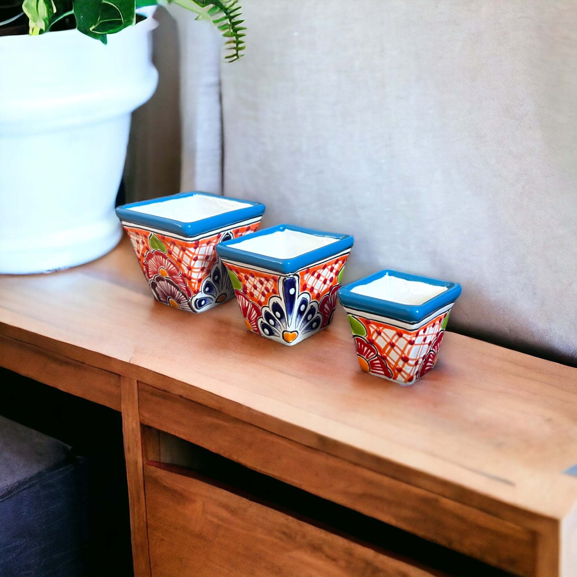 3 Hand-Painted Talavera Pots | Mexican Planters