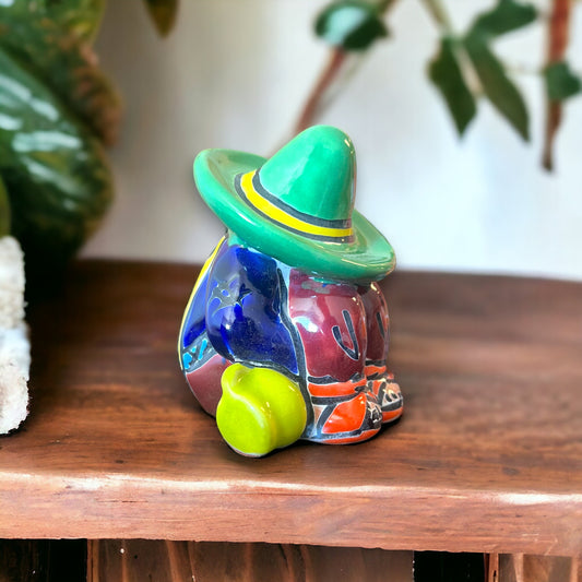 Vibrant Talavera Panchito Figurine | Colorful Sleeping Man Mexican Pottery (Small)