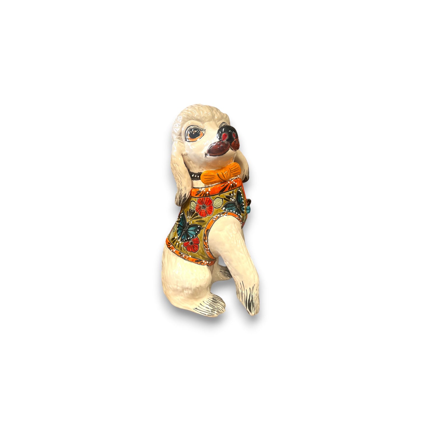 Hand-Painted Talavera Poodle Statue | Mexican Pottery Dog Decor (Medium)