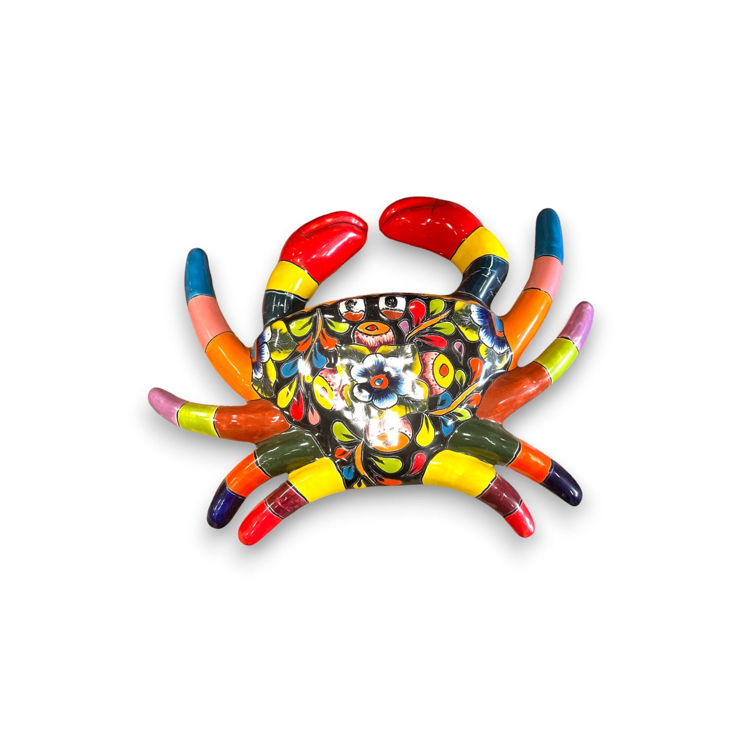 Mexican Handmade Crab Wall Art | Colorful Talavera Statue (Large)