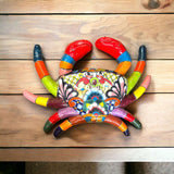 Handmade Talavera Crab Statue | Colorful Mexican Ceramic Decoration - hand-painted vibrant Talavera crab decor from Guanajuato, Mexico
