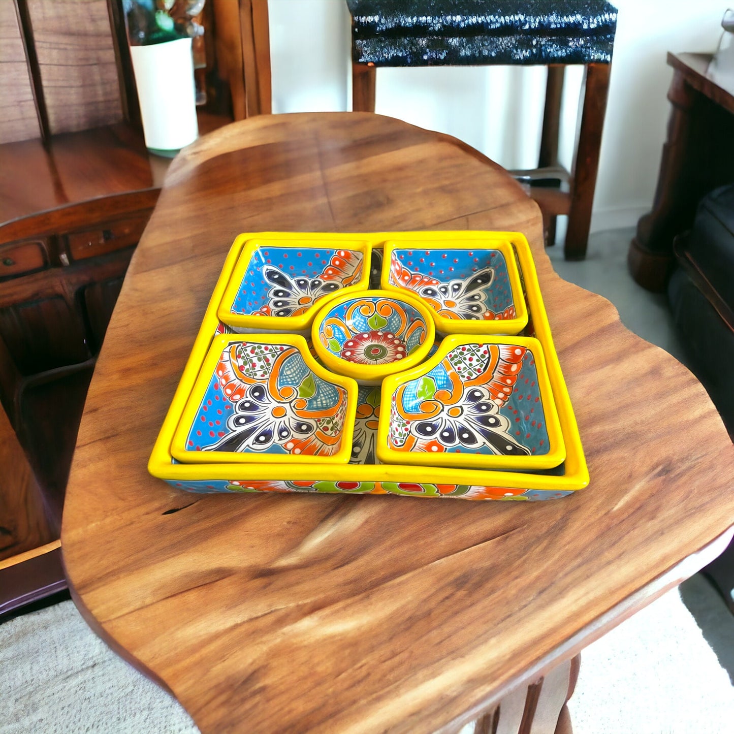 Talavera Appetizer Tray | Hand-Painted Mexican Serving Platter