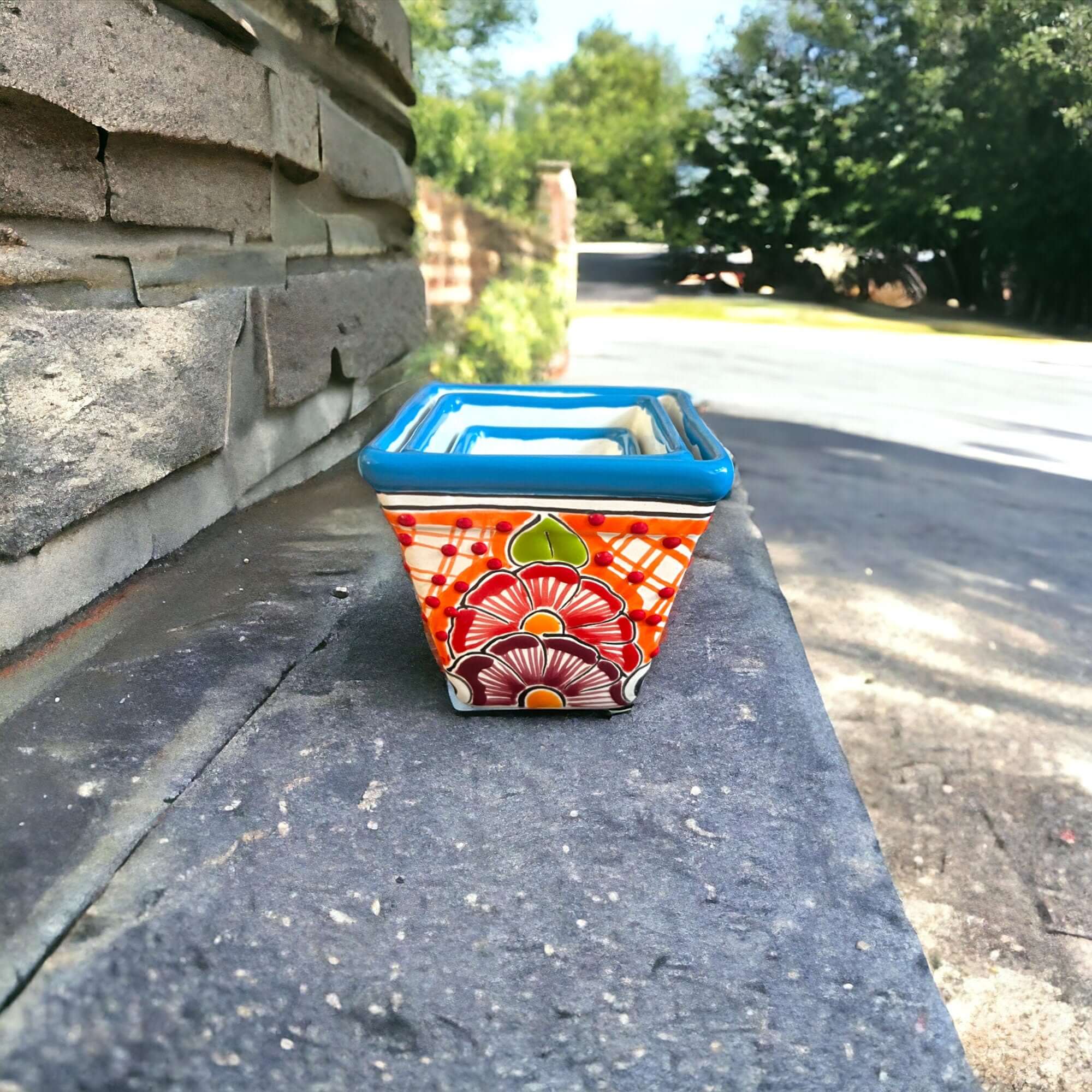 3 Hand-Painted Talavera Pots | Mexican Planters