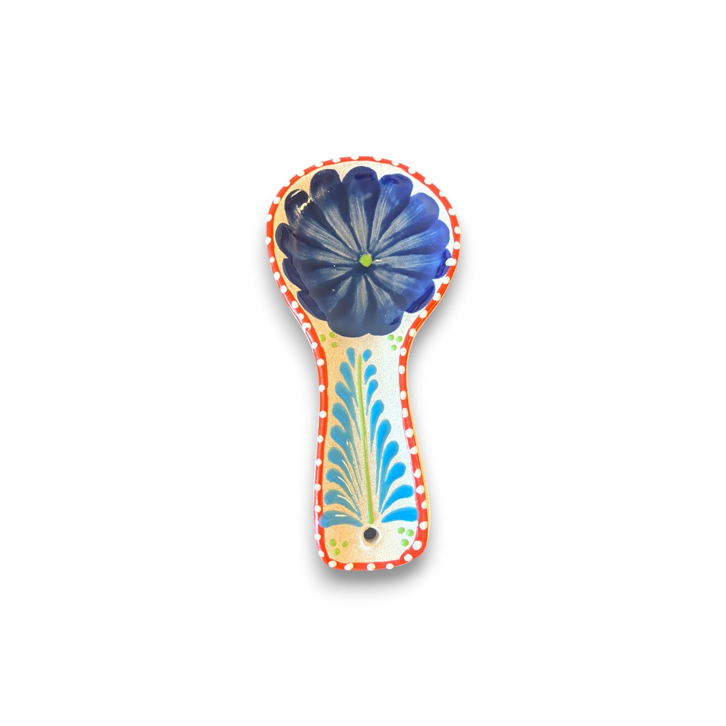 Vibrant Talavera Terracotta Spoon Rest | Colorful Mexican Handmade Utensil Holder