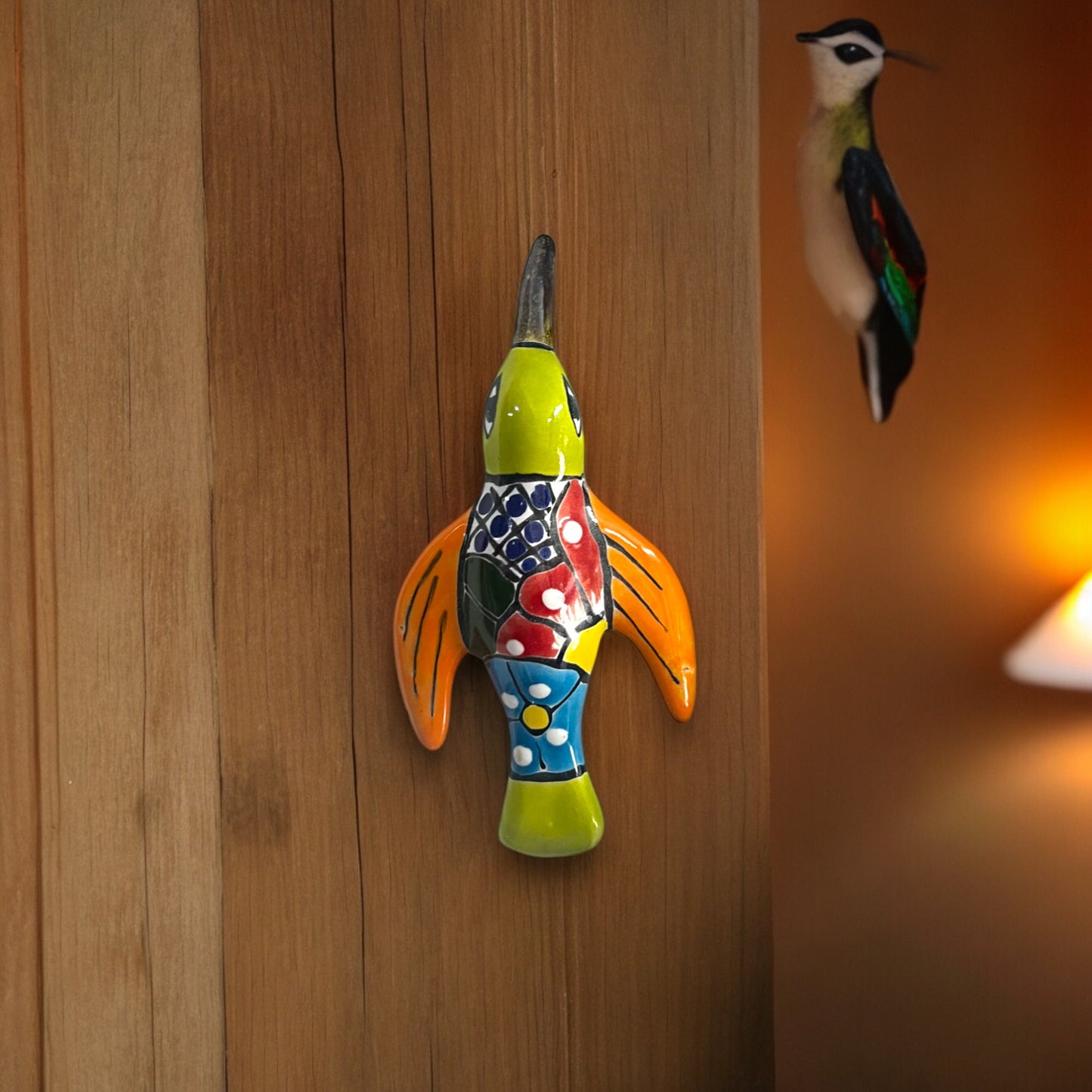 Mexican Handcrafted Hummingbird Wall Art | Talavera Hand-Painted Wall Art (Small)