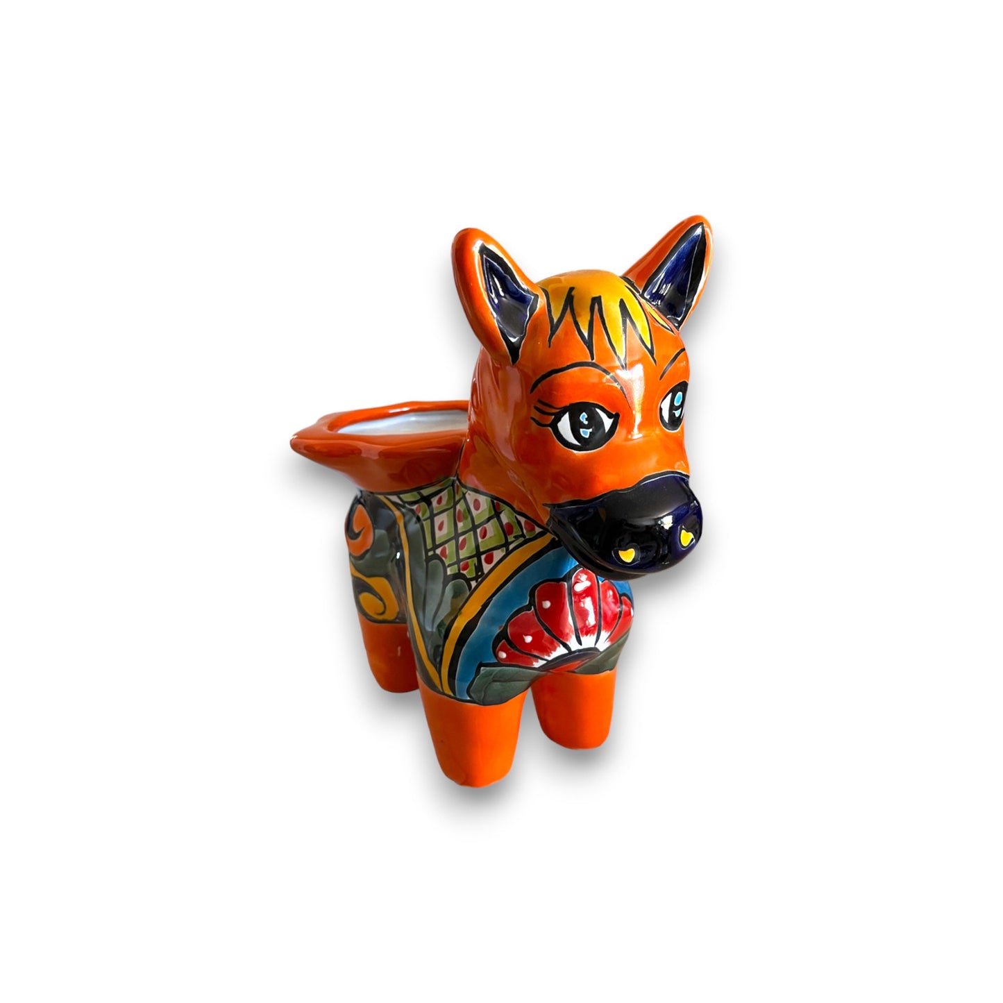 Artisan Mexican Burro Planter | Handcrafted Small Ceramic Donkey Flower Pot (10" Tall)