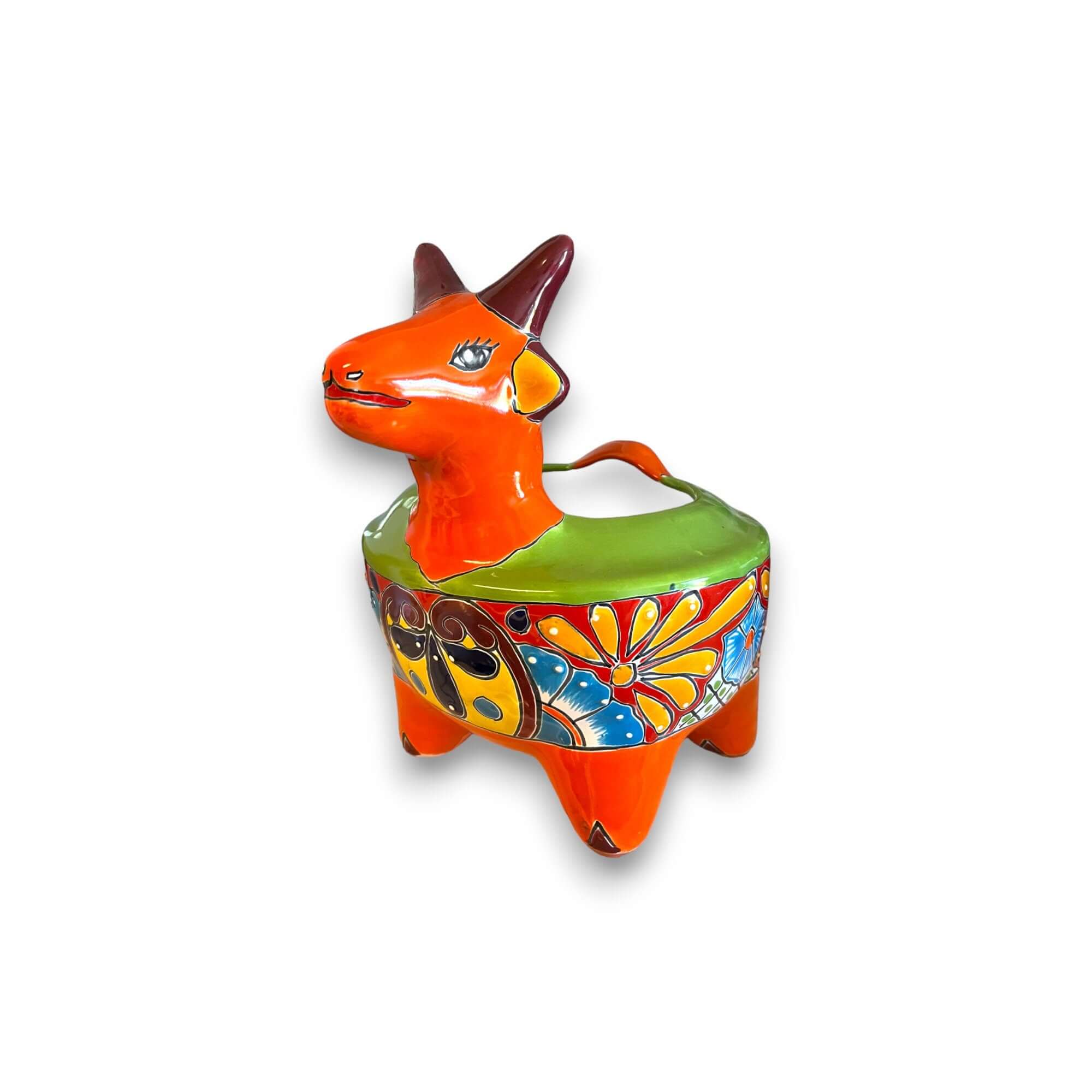 Artisan Mexican Goat Planter - 12" Ceramic Pot