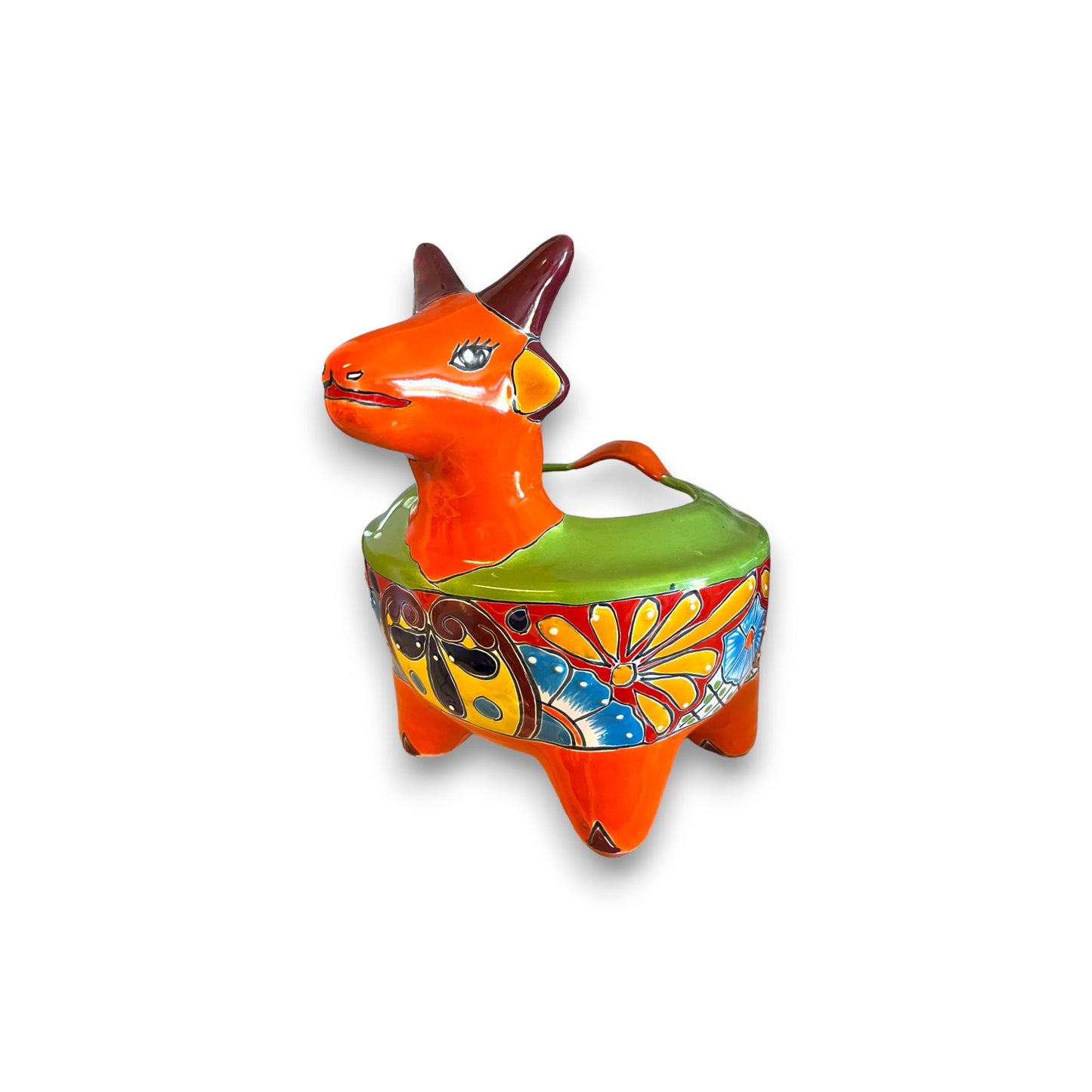 Artisan Mexican Goat Planter | Handcrafted Ceramic Goat Flower Pot (12" Tall)