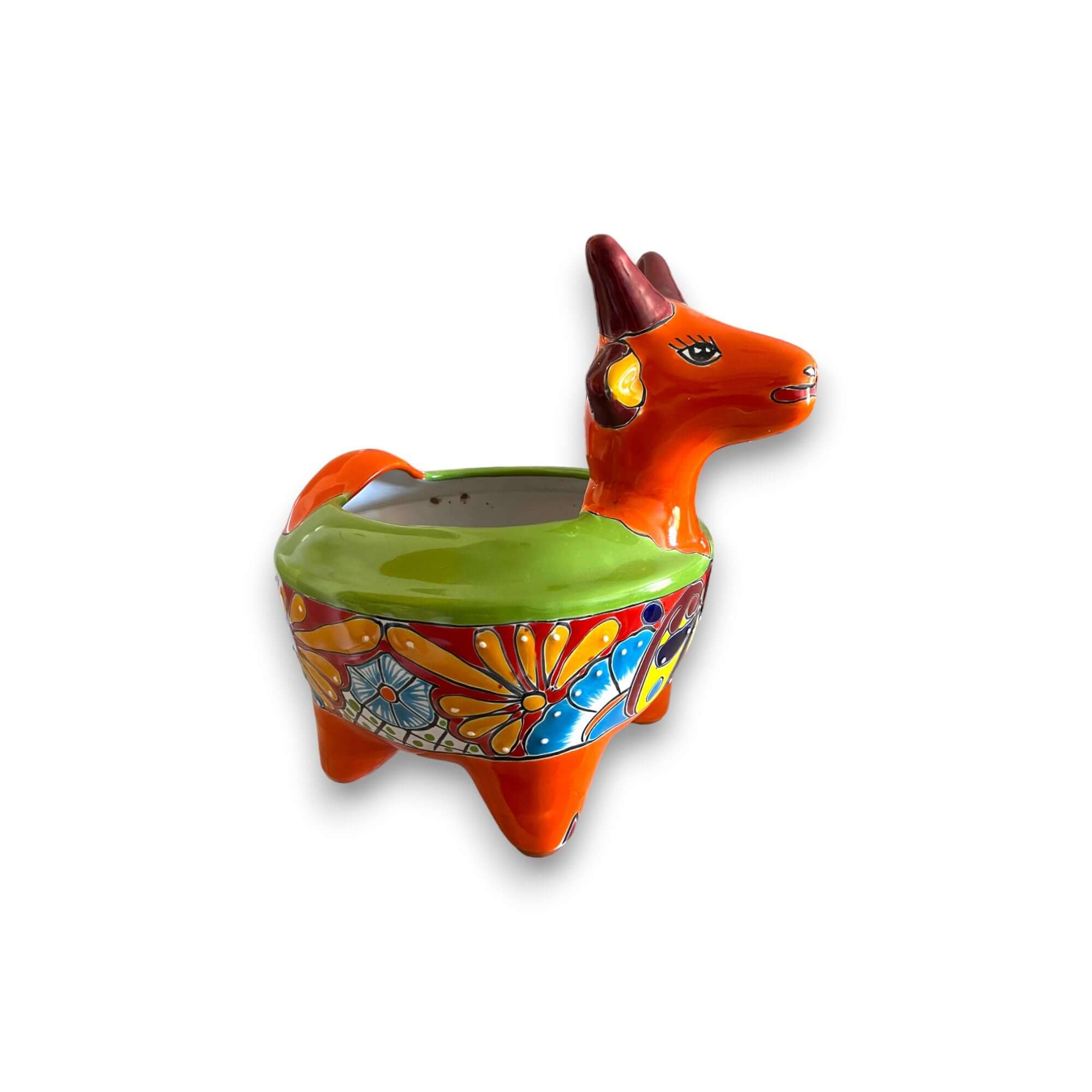 Artisan Mexican Goat Planter - 12" Ceramic Pot