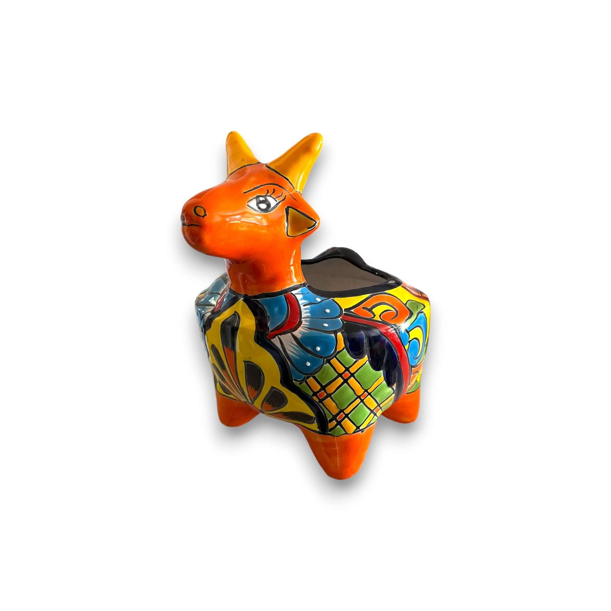 Artisan Mexican Goat Planter - 12" Ceramic Pot