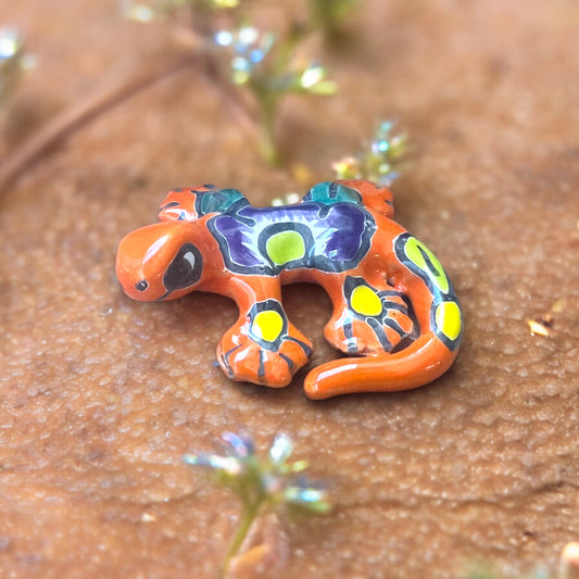 Handcrafted Talavera Lizard Figurine | Hand-Painted Mexican Ceramic Lizard Decor