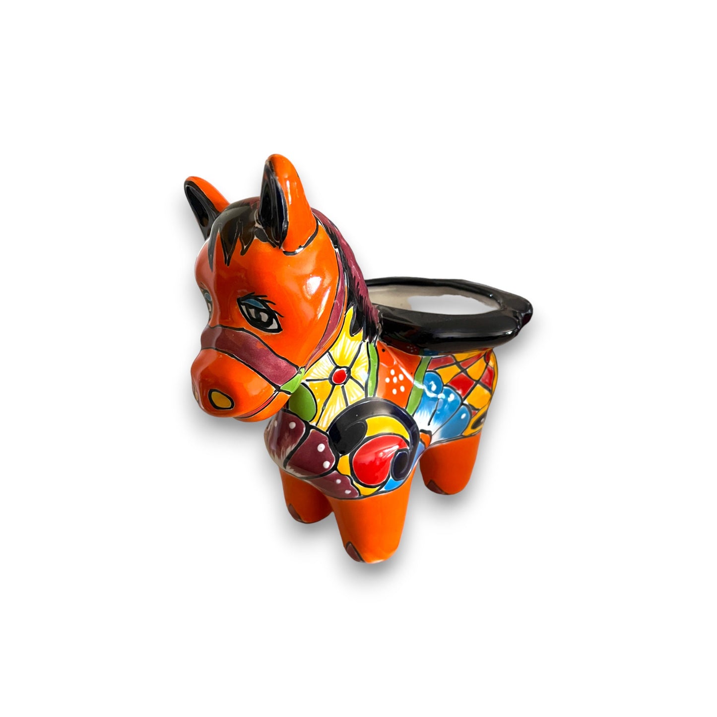 Artisan Mexican Burro Planter | Handcrafted Small Ceramic Donkey Flower Pot (10" Tall)