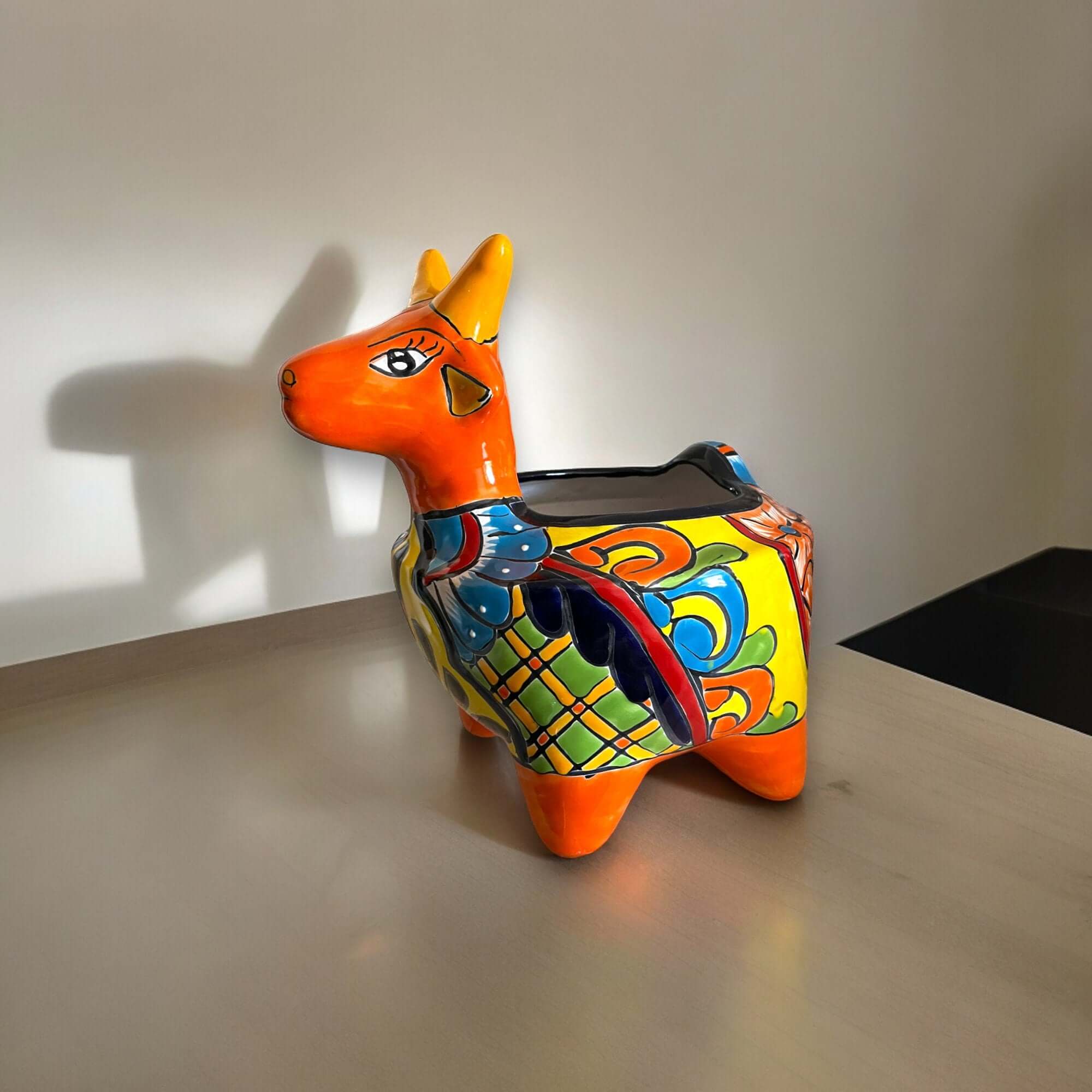 Artisan Mexican Goat Planter - 12" Ceramic Pot